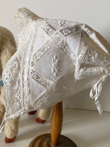 Ancien bonnet dentelle - ancien, poupee